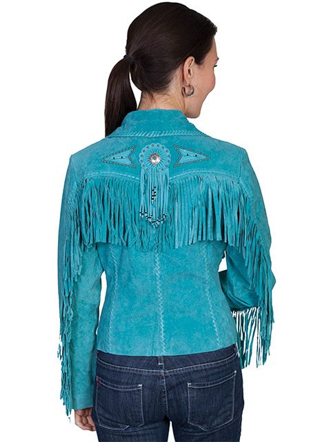 (image for) Ladies Beaded Fringe Leather Jacket